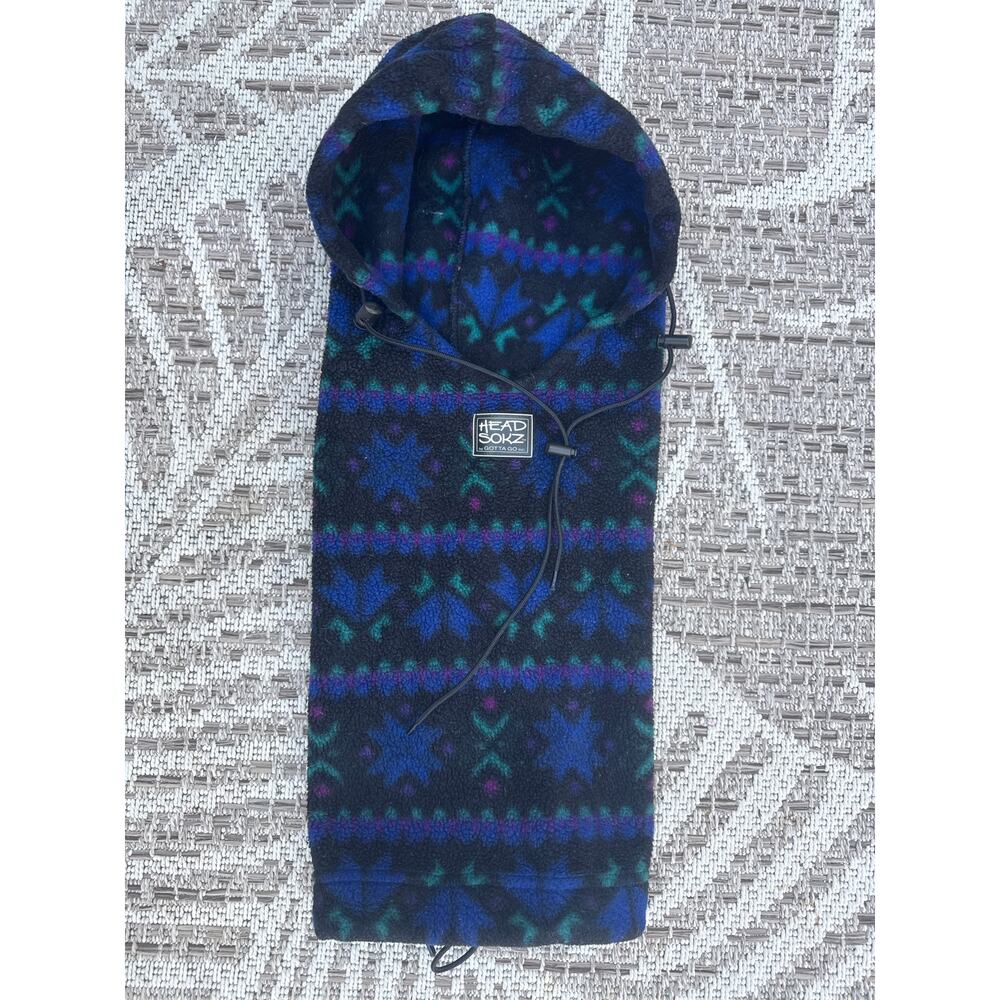 90s Head Sokz by Gotta Go Multi Pattern Fleece Balaclava USA Polartec